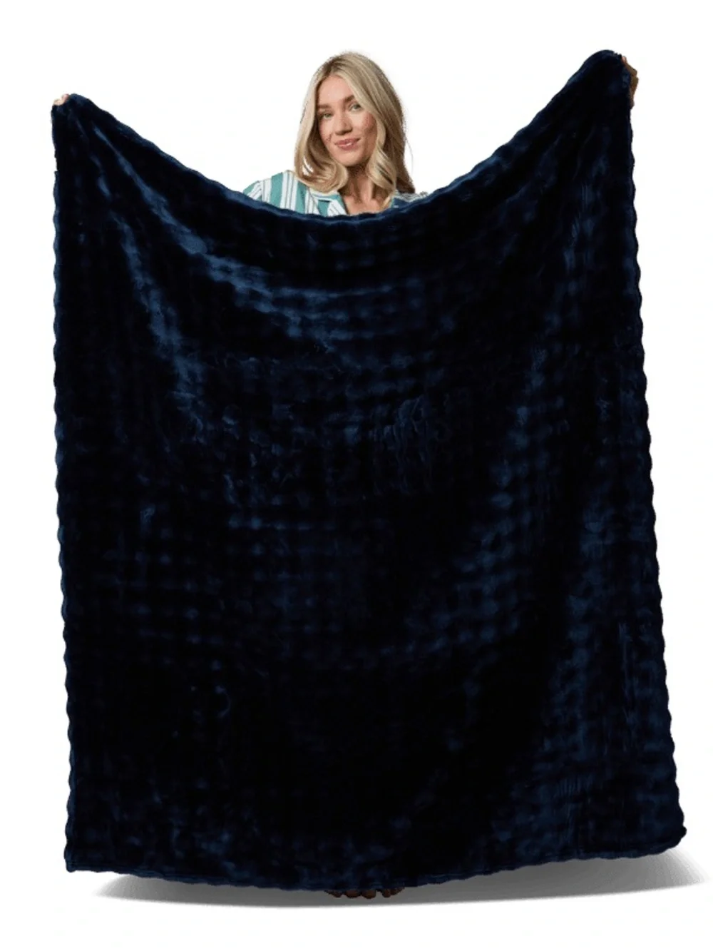Plush Faux Fur Throw Blanket - Navy